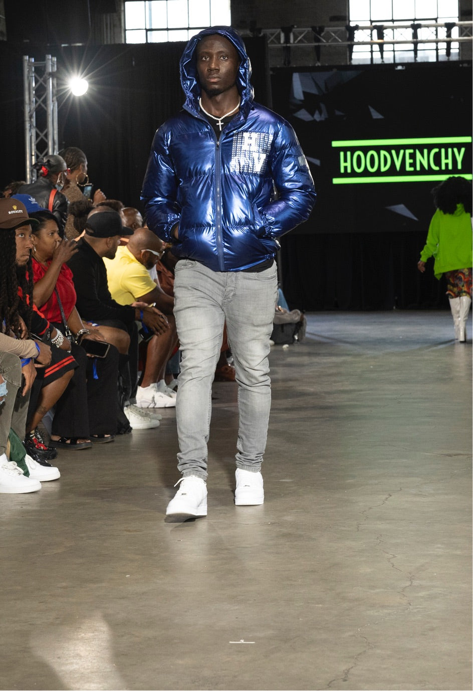 Metallic Hoodvenchy Bubble Jacket